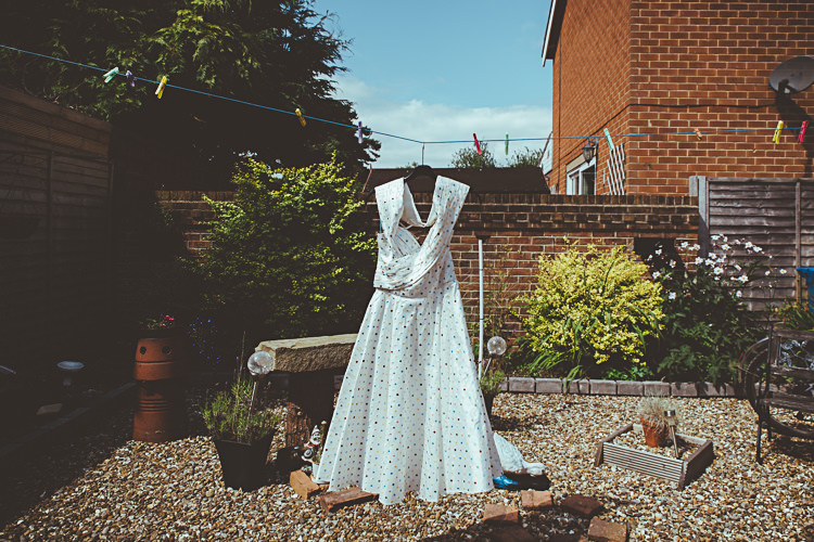 Oh My Honey Polka Dot Dress Gown Bride Bridal Back Garden Vintage Pastel Seaside Wedding http://photo.shuttergoclick.com/