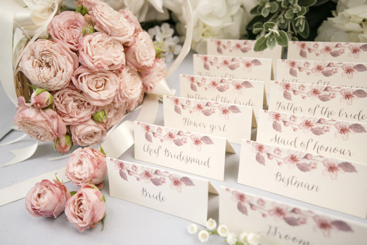 Escort Cards Place Names Stationery Quintessential English Elegant Soft Blush Blossom Wedding Ideas http://careysheffield.com/