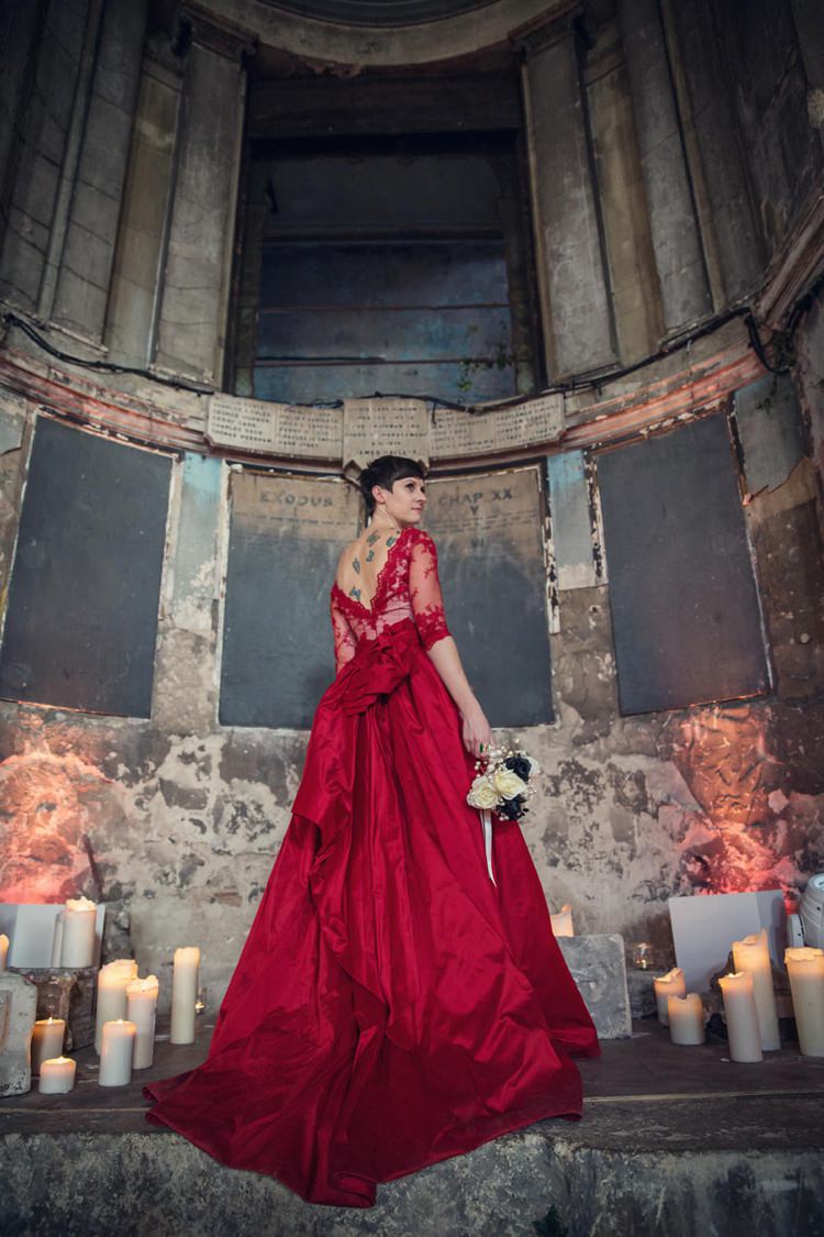 Red Gown Dress Bride Bridal Unique Decadent Masked Ball Wedding Red Dress http://assassynation.co.uk/