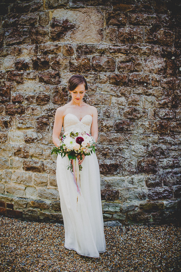 Sarah Seven Southern Comfort Dress Gown Bride Bridal Ribbon Bouquet Rustic Dusky Pink Gold Picnic Marquee Wedding http://jonnymp.com/