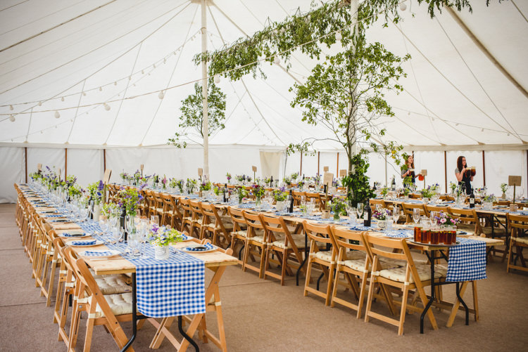 Foliage Trees Festoon Lights Rustic Country Marquee Foliage Gingham Wedding http://www.sophieduckworthphotography.com/