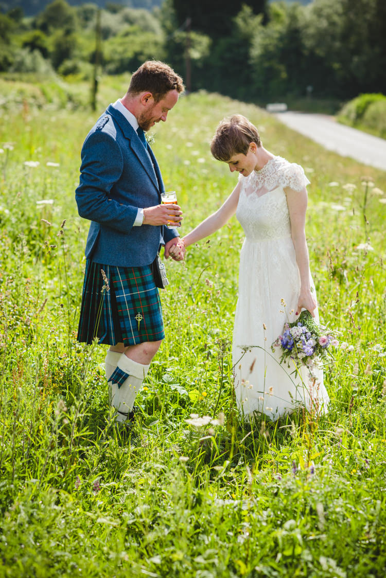 Katya Katya Shehurina Bride Bridal Gown Dress LAce Cap Sleeves Rustic Country Marquee Foliage Gingham Wedding http://www.sophieduckworthphotography.com/