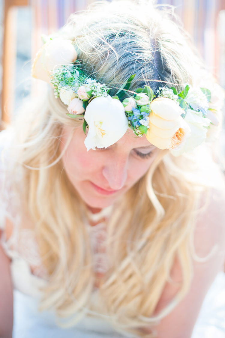 Flower Crown Bride Bridal Peach White Peony Rose Stylish Beach Mermaid Wonderland Wedding http://www.sourceimages.co.uk/