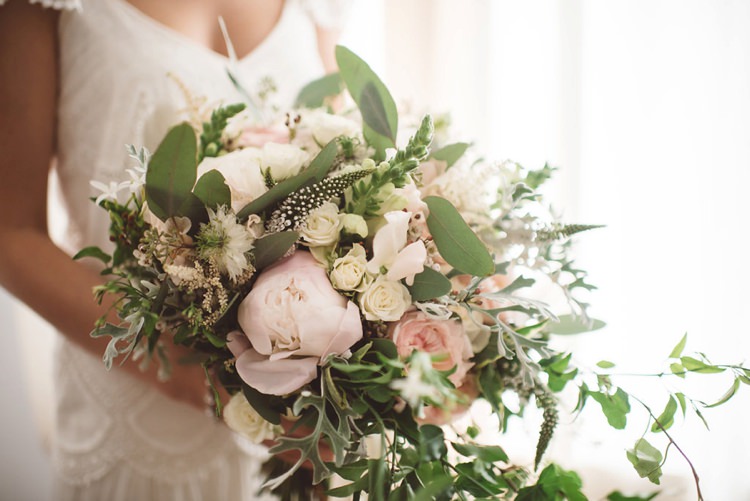 Bouquet Flowers Roses Peonies Foliage Whimsical Boho Woodland Wedding http://katmervynphotography.com/