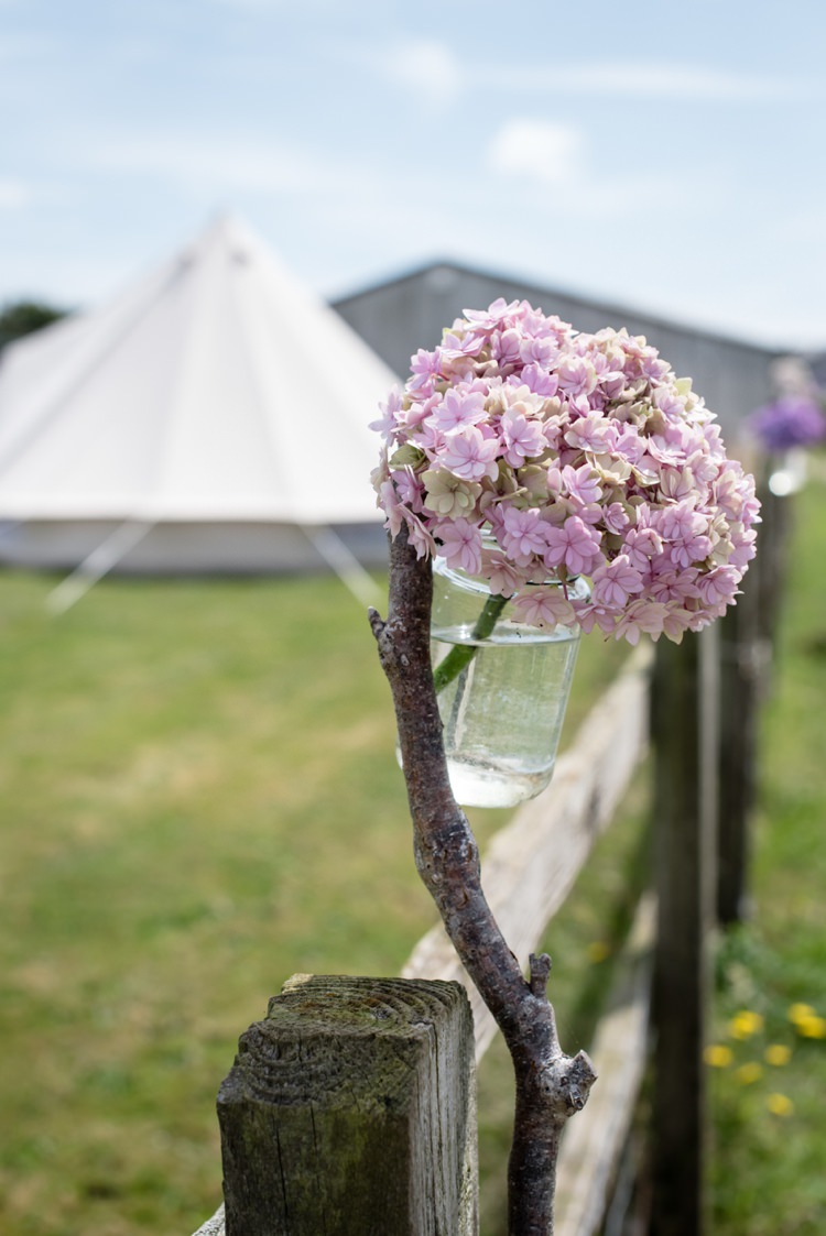 Aisle Flowers Outdoor Pink Beautiful Country Barn Relaxed Family Wedding http://hollybobbins.com/