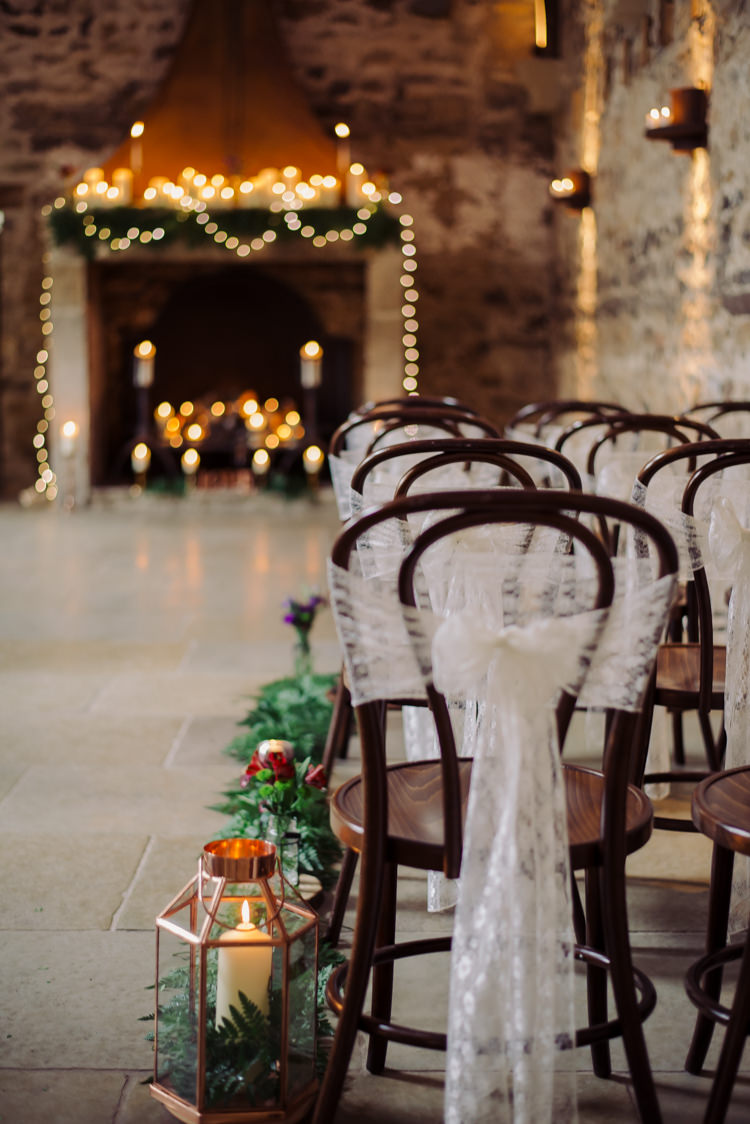 Healey Barn Lace Chair Covers Cosy Candlelit Woodland Barn Wedding Ideas http://www.chrisrandlephotography.co.uk/