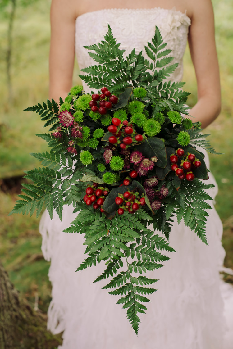 Fern Rosehip Bouquet Flowers Bride Bridal Cosy Candlelit Woodland Barn Wedding Ideas http://www.chrisrandlephotography.co.uk/