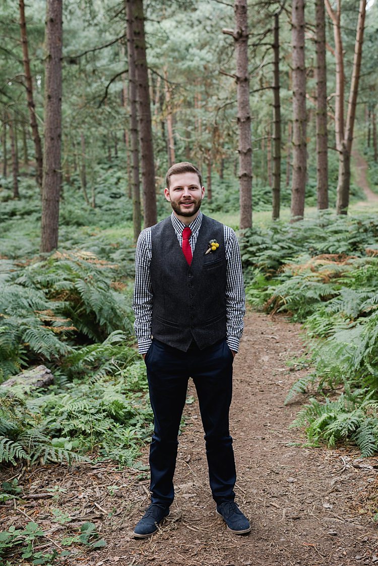 Navy Chinos Waistcoat Groom Brogues Our Whimsical Woodland Wedding Ceremony UK http://alexa-loy.com/ 
