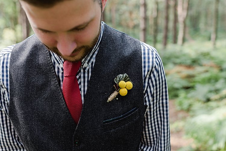 Billy Ball Yellow Buttonhole Our Whimsical Woodland Wedding Ceremony UK http://alexa-loy.com/