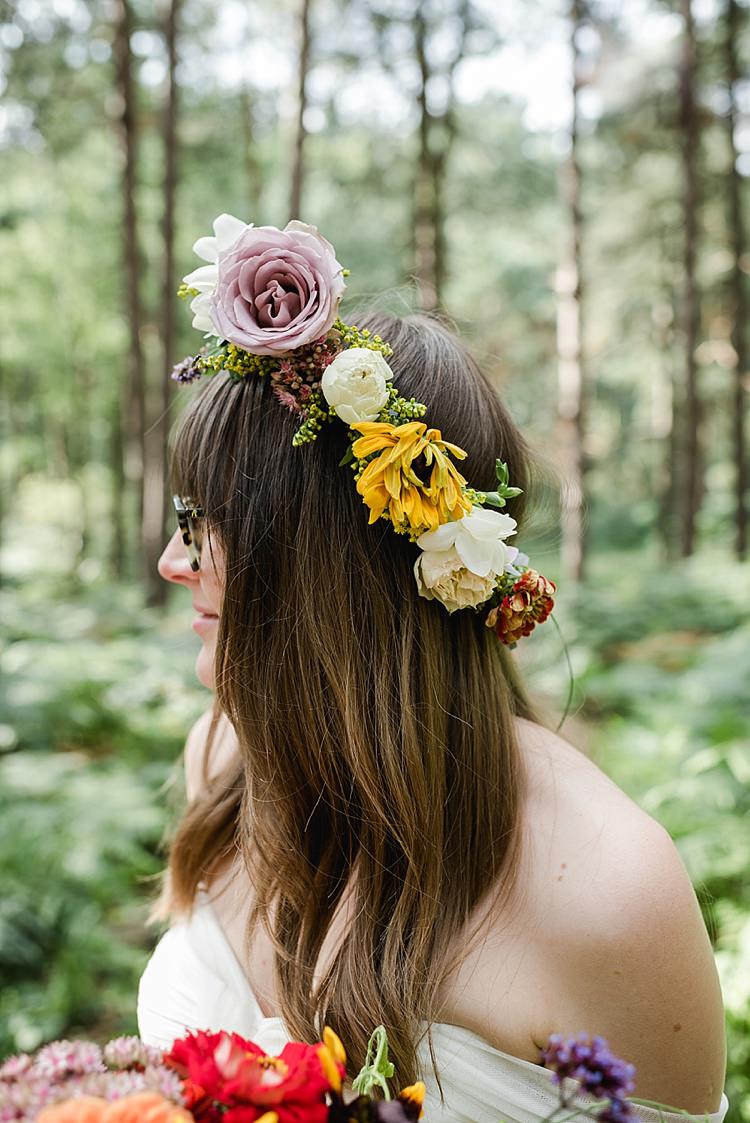 Flower Crown Bride Bridal Autumn Lilac Yellow Ivory Our Whimsical Woodland Wedding Ceremony UK http://alexa-loy.com/