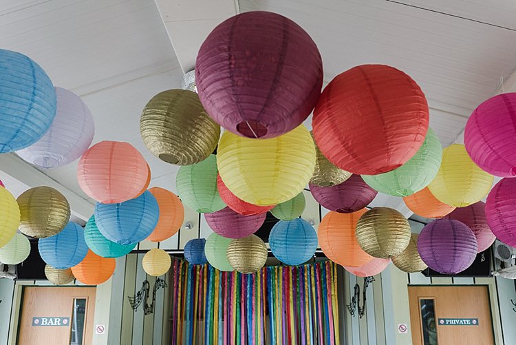 Lanterns Hanging Colourful Rainbow Gold Camp Wedding Party http://alexa-loy.com/