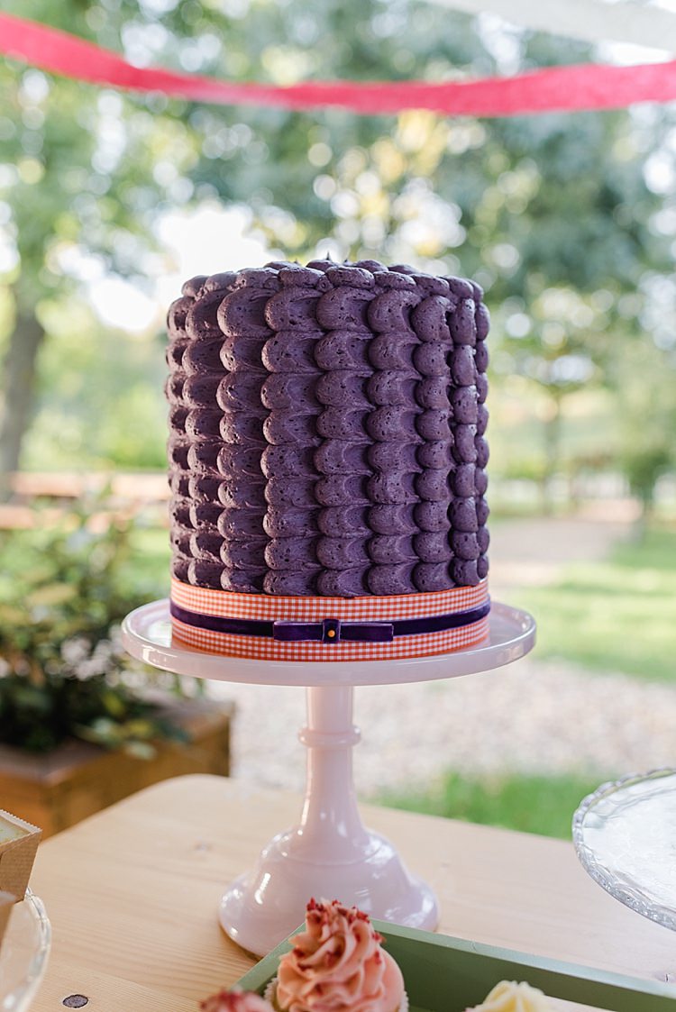 Purple Retro Butter Cream Cake Stand Colourful Rainbow Gold Camp Wedding Party http://alexa-loy.com/