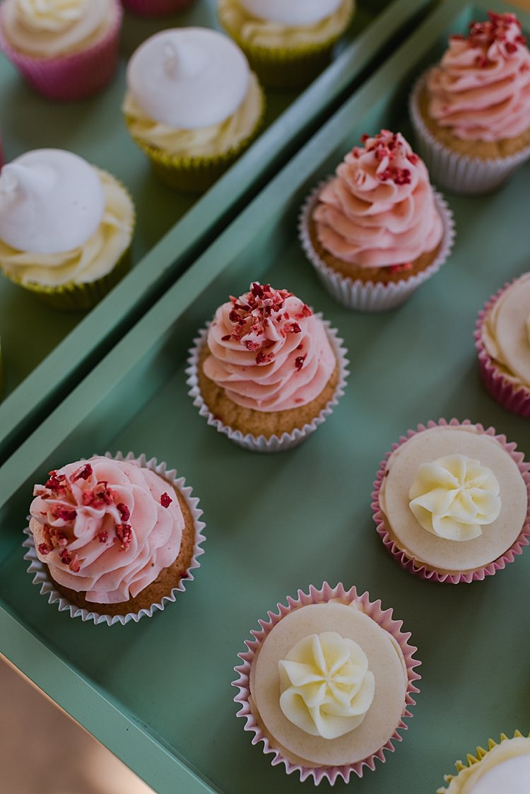 Strawberry Cupcakes Dessert Tables Colourful Rainbow Gold Camp Wedding Party http://alexa-loy.com/