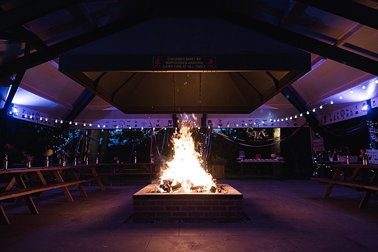 Henlow Bridge Lakes Fire Pit Colourful Rainbow Gold Camp Wedding Party http://alexa-loy.com/