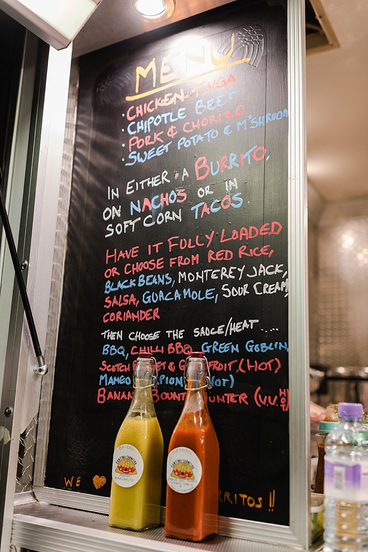 Menu Mexian Food Colourful Rainbow Gold Camp Wedding Party http://alexa-loy.com/