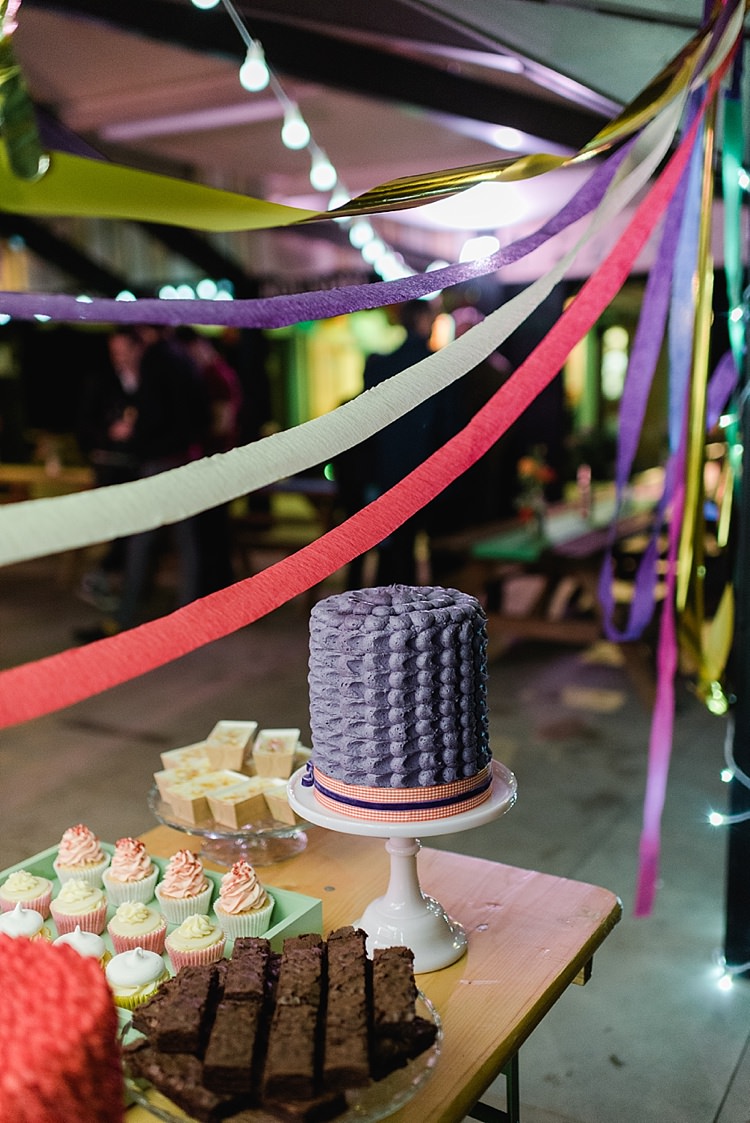 Crepe Paper Streamers Cake Dessert Table Colourful Rainbow Gold Camp Wedding Party http://alexa-loy.com/