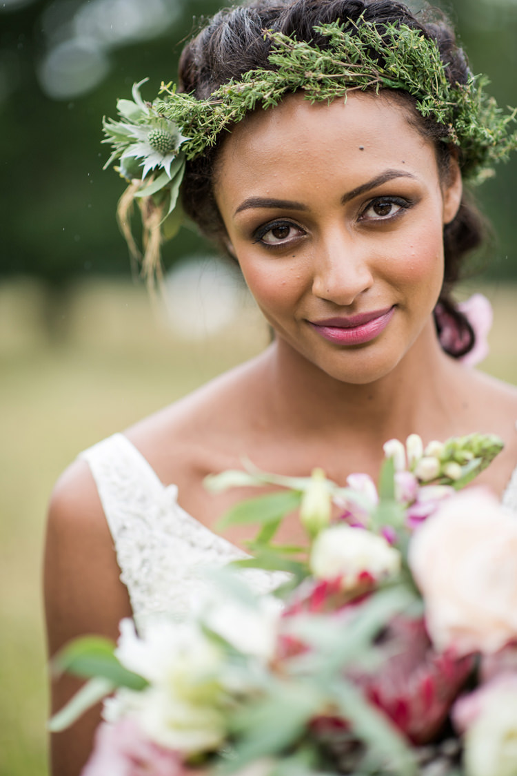 Bride Bridal Make Up Flower Crown Whimsical Soft Floral Meadow Wedding Ideas http://www.jbcreatives.co.uk/