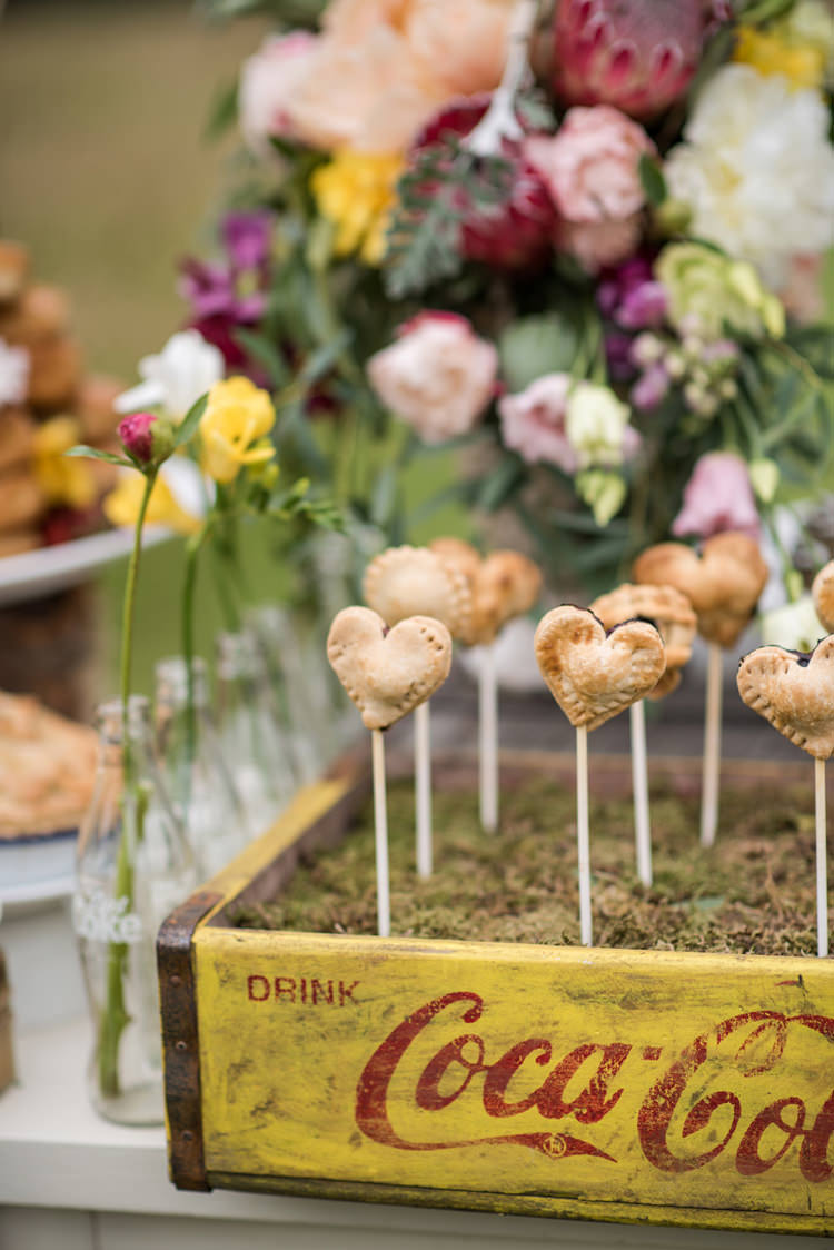 Heart Pie Pops Whimsical Soft Floral Meadow Wedding Ideas http://www.jbcreatives.co.uk/