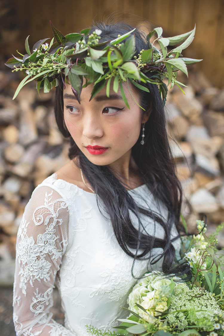 Foliage Greenery Flower Crown Halo Circlet Bride Feminine Bohemian Beautiful Bridal Ideas http://www.photographsbyeve.co.uk/