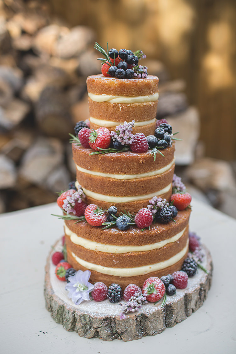Naked Cake Wedding Sponge Layer Fruit Log Feminine Bohemian Beautiful Bridal Ideas http://www.photographsbyeve.co.uk/