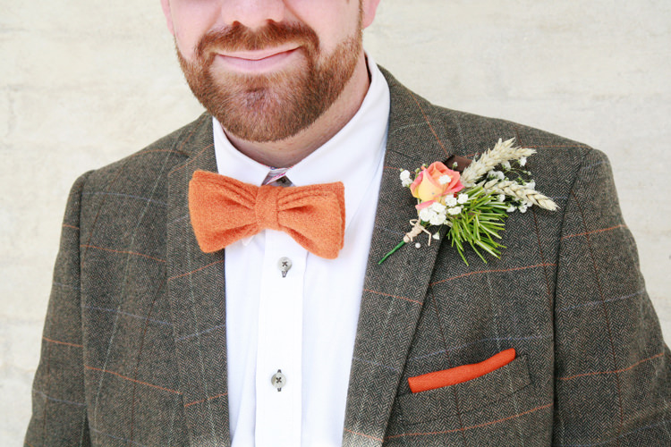 Orange Bow Tie Tweed Groom Casual Summer Outdoor Beach Wedding http://www.lifephotographic.com/