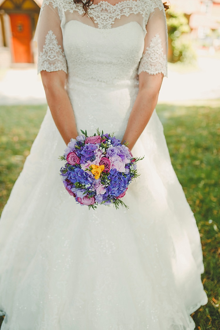 Hydrangea Bouquet Bride Bridal Purple Blue Flowers DIY Seaside Inspired Farm Wedding http://benjaminstuart.co.uk/