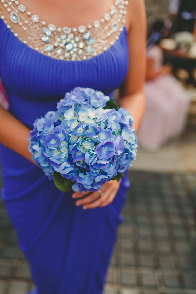 Blue Hydrangea Bouquet Bridesmaid Flowers DIY Seaside Inspired Farm Wedding http://benjaminstuart.co.uk/