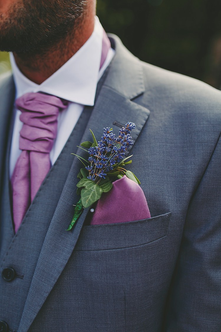 Lavender Buttonhole Groom Purple DIY Seaside Inspired Farm Wedding http://benjaminstuart.co.uk/