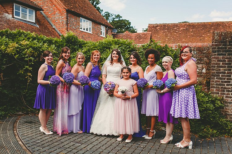 Mismatched Purple Bridesmaid Dresses DIY Seaside Inspired Farm Wedding http://benjaminstuart.co.uk/