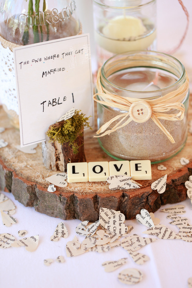 Tables Names Friends Log Jar Candle Raffia Scrabble Rustic Casual Summer Outdoor Beach Wedding http://www.lifephotographic.com/