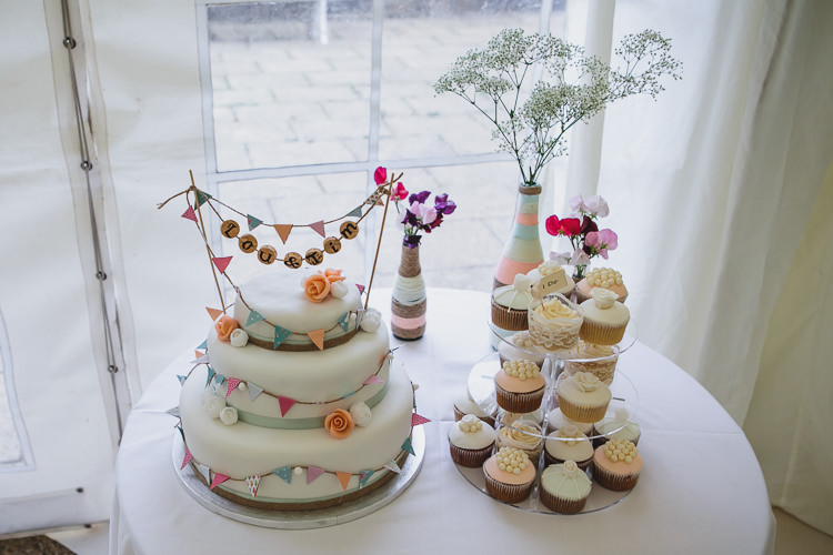 Bunting Cake DIY Orange Mint Conservatory Wedding http://www.tierneyphotography.co.uk/