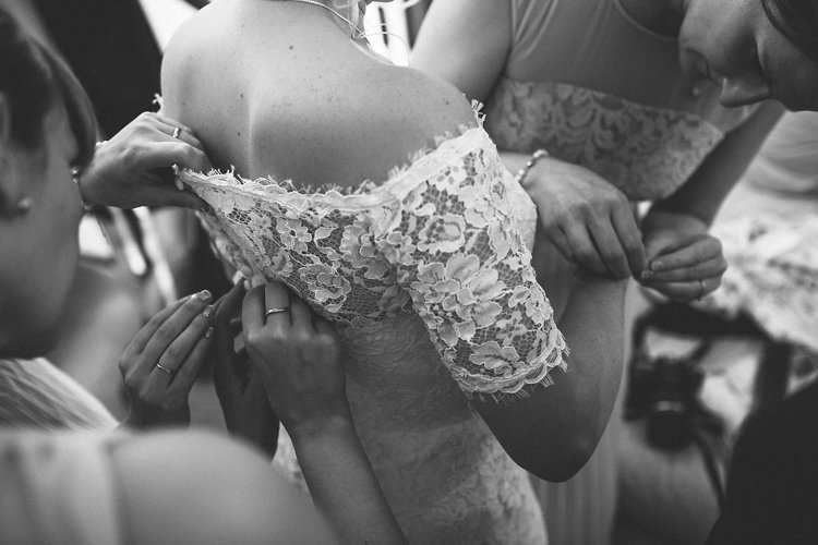 Off Shoulder Lace Dress Gown Bride Bridal Pronovias Fun Games Festival Tipi Wedding http://www.redonblonde.com/