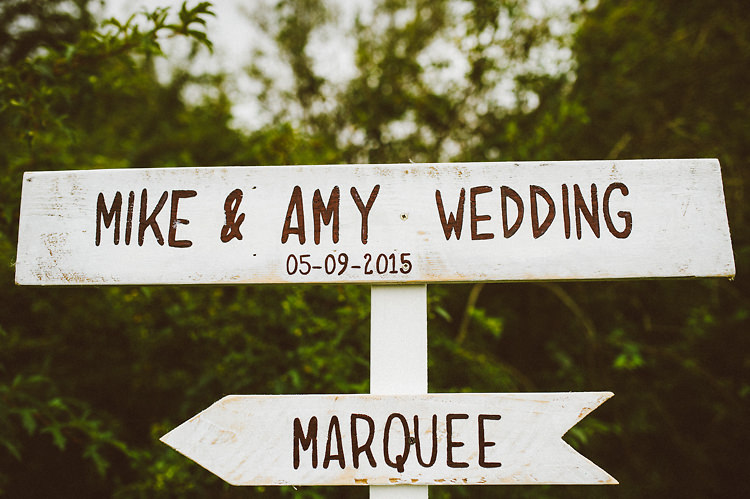 Rustic Sign Post Local Fun Home Made Marquee Wedding http://www.alextentersphotography.co.uk/
