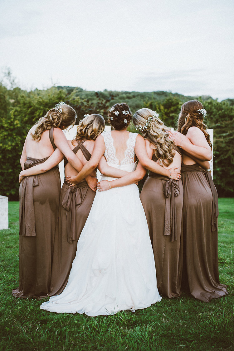 Brown Mocha Bridesmaid Dresses Multiway Flowers Hair Style Bride Bridal Local Fun Home Made Marquee Wedding http://www.alextentersphotography.co.uk/