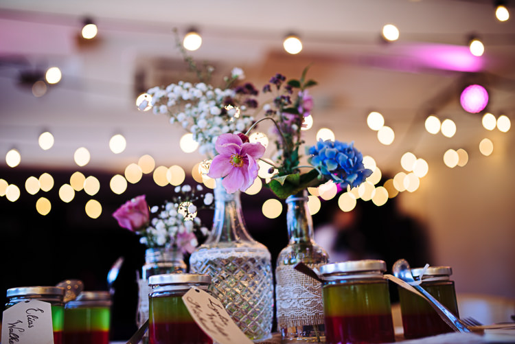 Wild Flowers Jars Centrepiece Quirky Homespun Festoons Ferns Wedding http://www.stevebridgwoodphotography.co.uk/