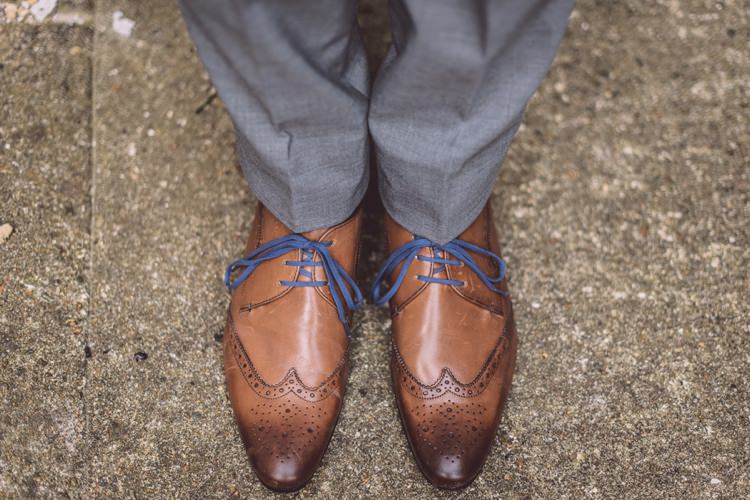 Tan Shoes Blue Laces Groom Masculine Simple Rustic Pub Wedding http://www.neilwilliamshaw.co.uk/