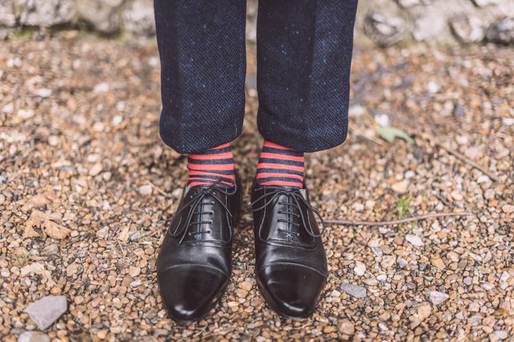 Black Shoes Stripy Socks Groom Masculine Simple Rustic Pub Wedding http://www.neilwilliamshaw.co.uk/