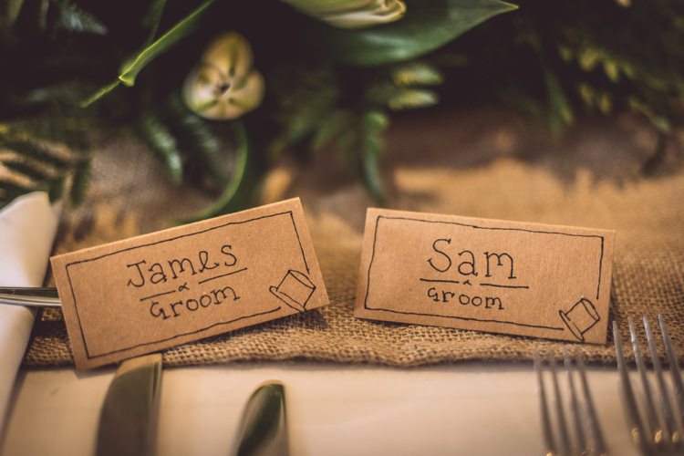 Kraft Brown Paper Place Cards Masculine Simple Rustic Pub Wedding http://www.neilwilliamshaw.co.uk/