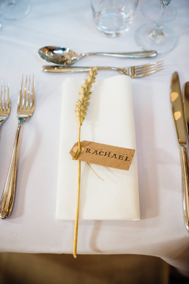 Wheat Luggage Tag Place Name Setting Sweet Hand Crafted Crochet Barn Wedding http://www.mariannechua.com/
