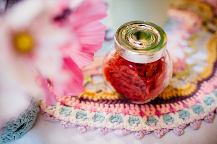 Jar Favours Sweets Hand Crafted Crochet Barn Wedding http://www.mariannechua.com/