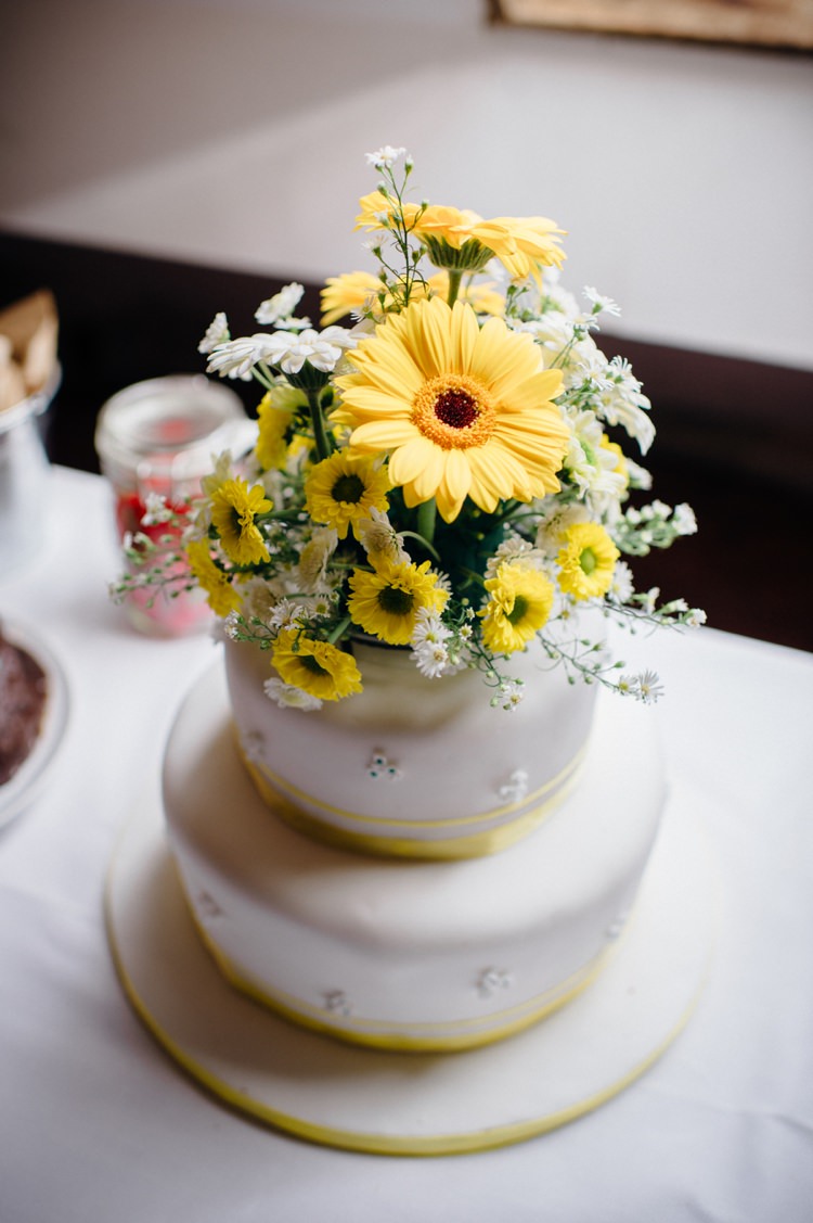 Yellow Flower Cake Topper Sweet Hand Crafted Crochet Barn Wedding http://www.mariannechua.com/