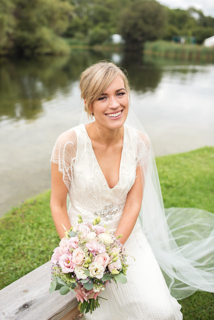 Florence by Jenny Packham Bride Bridal Dress Gown Veil Outdoor Lakeside DIY Wedding http://julietmckeephotography.co.uk/