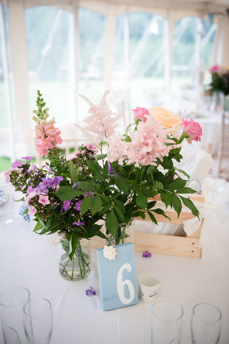 Pink Flowers Centrepiece Astilbe Outdoor Lakeside DIY Wedding http://julietmckeephotography.co.uk/