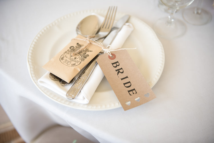 Luggage Tag Place Name Setting Outdoor Lakeside DIY Wedding http://julietmckeephotography.co.uk/