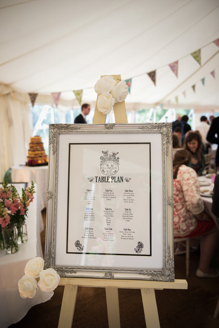 Table Seating Plan Chart Outdoor Lakeside DIY Wedding http://julietmckeephotography.co.uk/