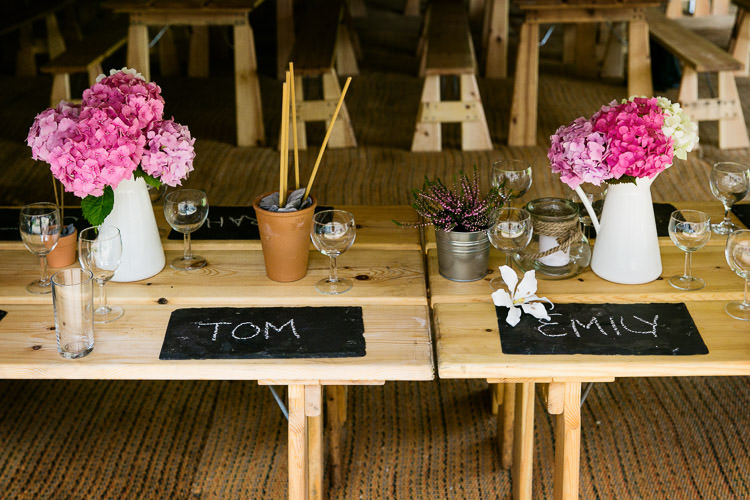 Slate Place Mats Names Natural Eco Barn Gold Pink Wedding http://www.jackladenburg.com/