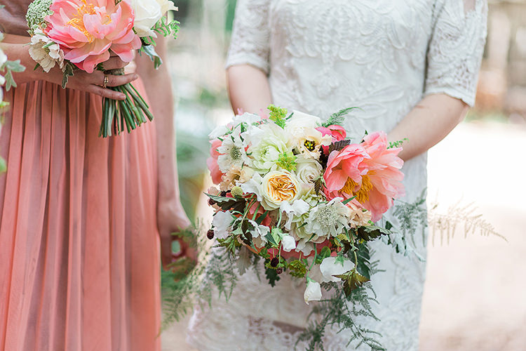 Coral Peony Bouquet Flowers Bride Bridal Bridesmaid Indie Hand Made Outdoor Woodland Wedding http://www.ilariapetrucci.co.uk/