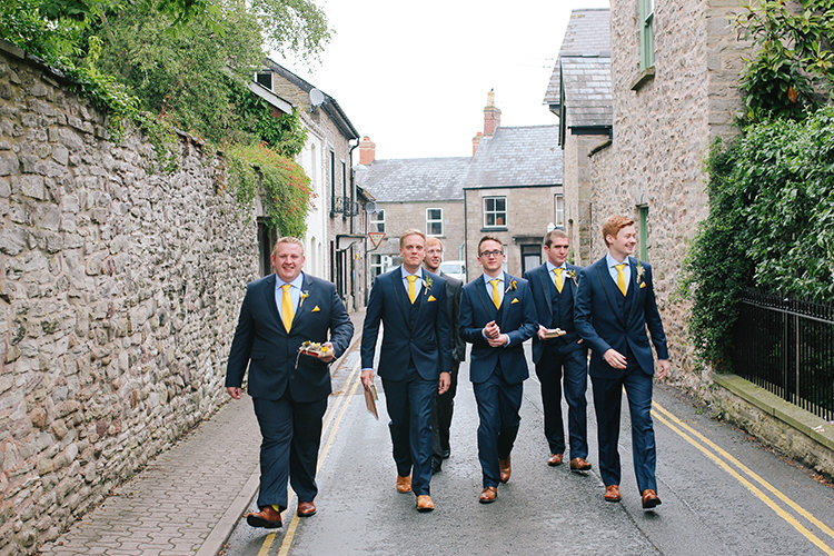 Groomsmen Navy Suits Yellow Ties Tan Shoes Double Twin Wedding http://www.michellehuggleston.com/
