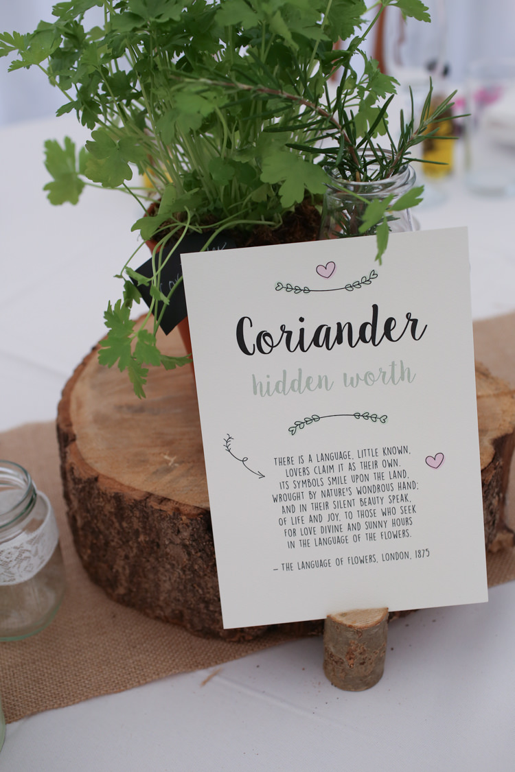 Herb Table Names Log Centrepieces Travel Garden Party Farm Marquee Wedding http://sharoncooper.co.uk/