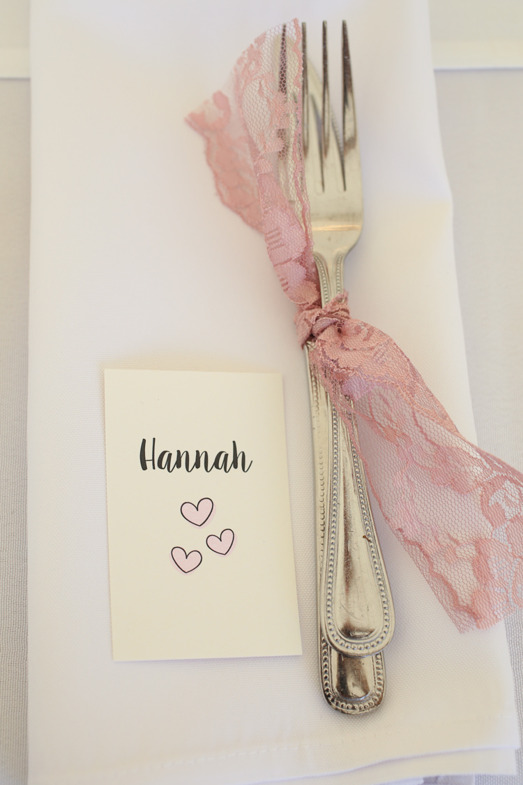 Hearts Pastel Pink Place Name Setting Travel Garden Party Farm Marquee Wedding http://sharoncooper.co.uk/